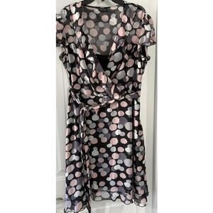 Voir Voir Women’s 18W Wrap Dress Lightweight Ties Lined VNeck Classy